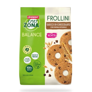 EnerZona - Frollini Balance 40/30/30 Gocce di Cioccolato - 250 g | PRODOTTI VEGANI | Vendita Online